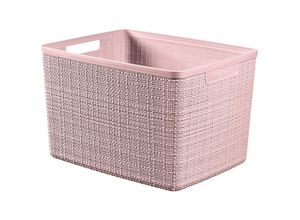 3253924841441 - CURVER JUTE RECYCLING Aufbewahrungskorb 20 Liter Aufbewahrungskiste mit zwei Griffen und Jute Optik Farbe rosa