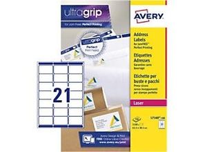 3266550260210 - AVERY Zweckform Abziehhilfe QuickPEELultragrip Adressetiketten L7160-100 Selbsthaftend DIN A4 Weiß 635 x 381 mm 100 Blatt à 21 Etiketten