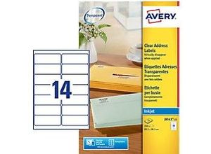 3266550271148 - AVERY Zweckform Abziehhilfe QuickPEEL Adressetiketten J8563-25 Selbsthaftend DIN A4 Transparent 991 x 381 mm 25 Blatt à 14 Etiketten