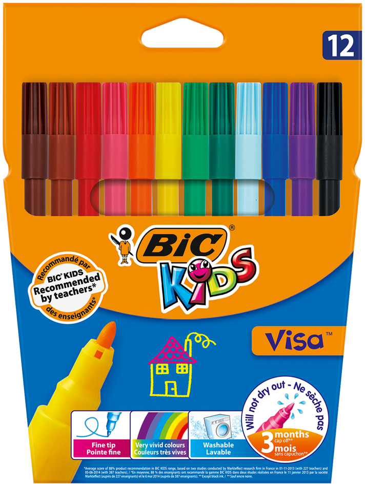 3270220002758 - BIC Filzstift Visa 2 mm Farbig sortiert 12 Stück