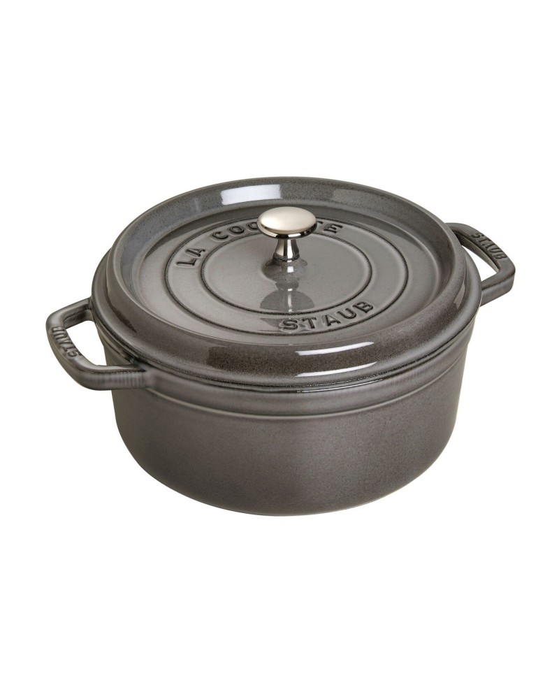 3272341024183 - Bräter STAUB Cocotte Töpfe Gr 38 l + Ø 24 cm + Höhe 153 cm grau (graphit grau) Bräter Gusseisen rund robust und langlebig Induktion