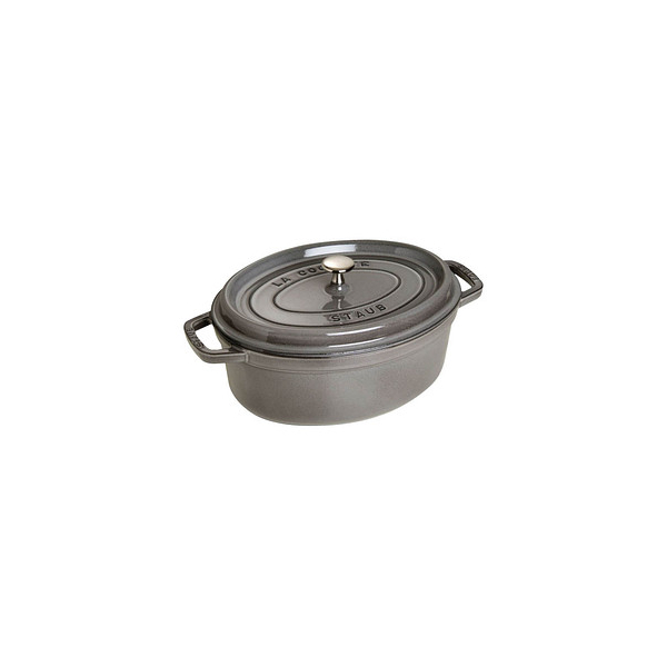 3272341029188 - Bräter STAUB Cocotte Töpfe Gr 425 l + Ø 29 cm + Höhe 155 cm grau (graphit grau) Bräter Gusseisen oval robust und langlebig Induktion