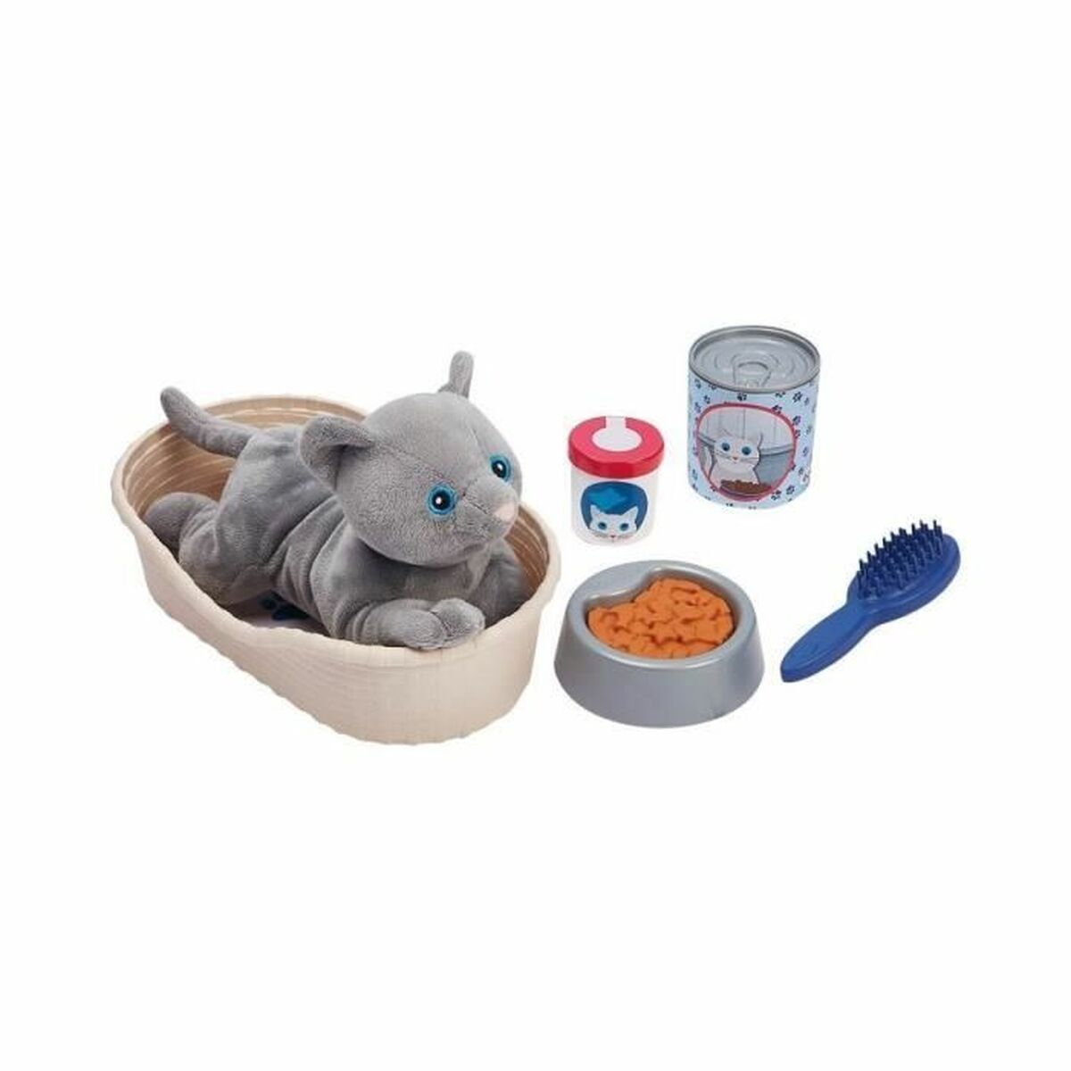 3280250019039 - - Cuddly Toy Cat with Cat Basket Playset 9 pcs