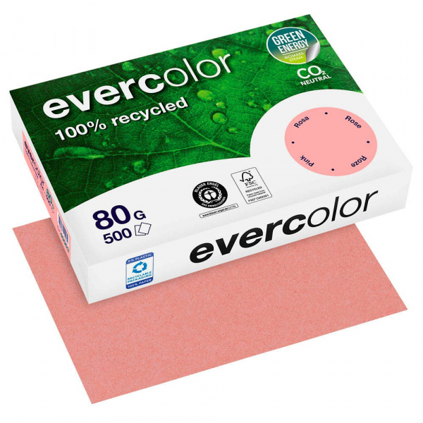 3288580400039 - 500 Blatt Clairfontaine Farbiges Recycling-Kopierpapier Evercolor Rosa 80g DIN A4