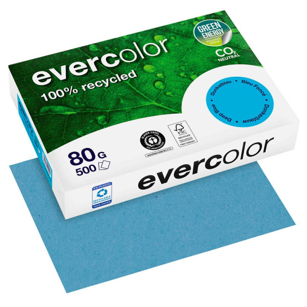 3288580400220 - 500 Blatt Clairfontaine Farbiges Recycling-Kopierpapier Evercolor Dunkelblau 80g DIN A