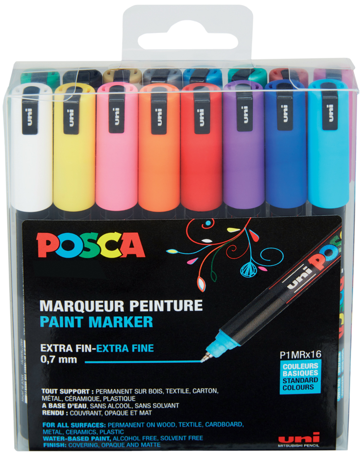 3296280019833 - Fasermaler Uni Posca PC-1MR 07 sortiert VE=16 Stück