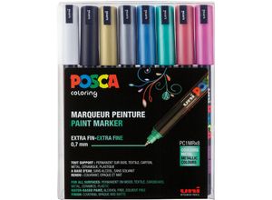 3296280033358 - 3 x Fasermaler Uni Posca PC-1MR 07 Metallic sortiert VE=8 St