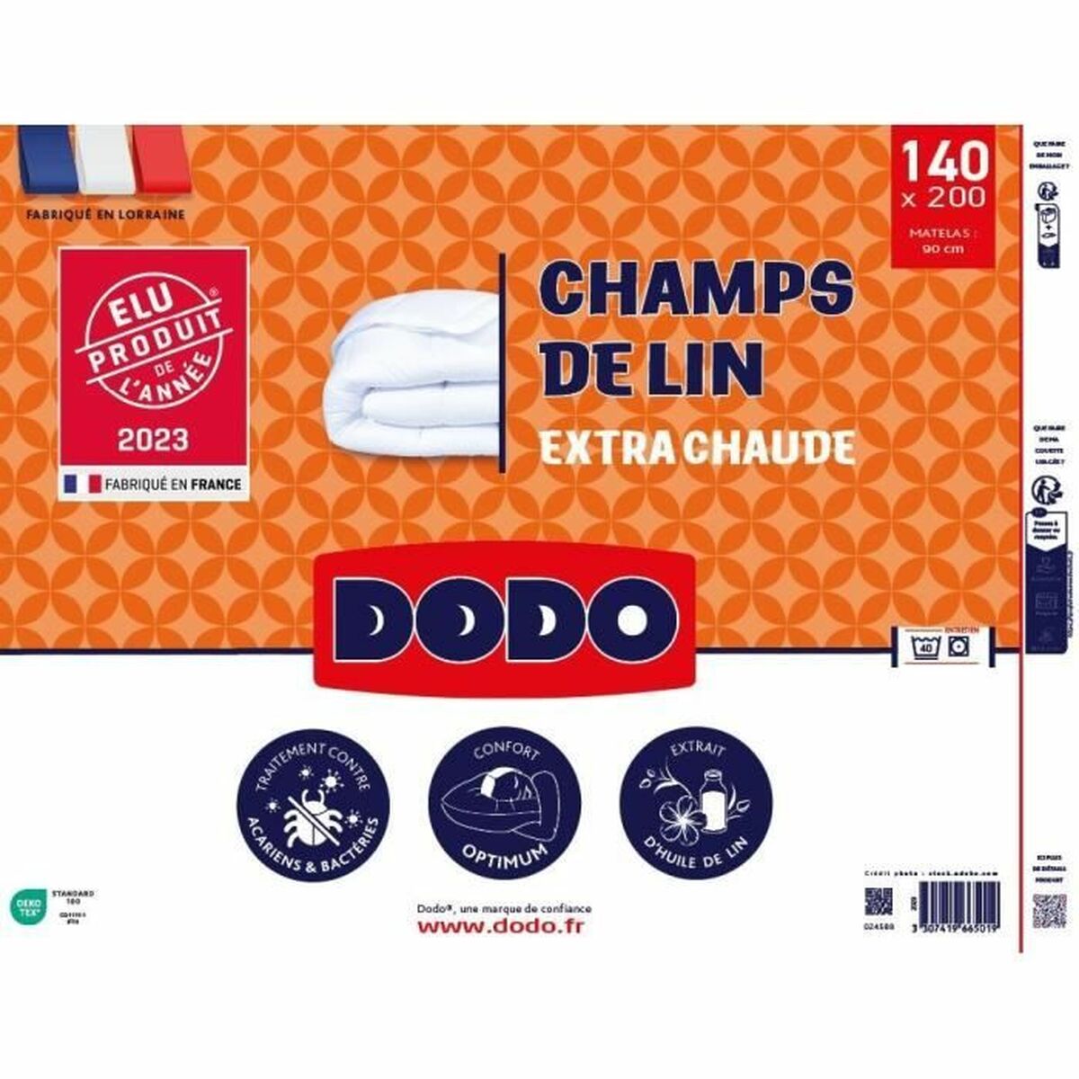 3307419665019 - Bettdecke Champs de Lin 140 x 200 cm Weiß 450 g m²