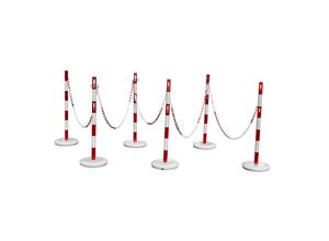 3321360020260 - Absperrpfostenset mit Kette 6 Pfosten 15 m Kette rot   weiß