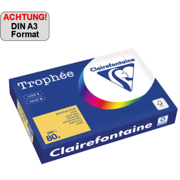 3329680004595 - Kopierpapier Trophée Color 1255PC A3 80g goldgelb  3329680004595 500 Blatt