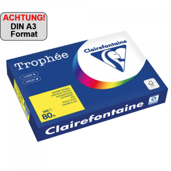 3329680005035 - Kopierpapier Trophée Color 1887PC A3 80g kanariengelb  3329680005035 500 Blatt