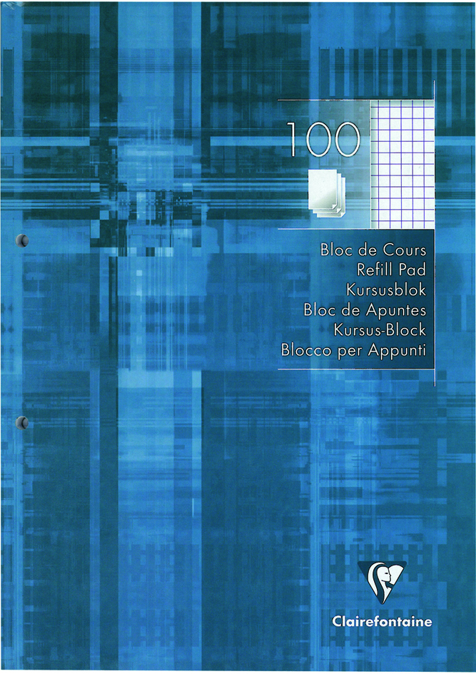 3329680058123 - Leimbogen Breitseite a4 200 Seiten abtrennbar gelocht 2 Löcher klein kariert Clairefontaine