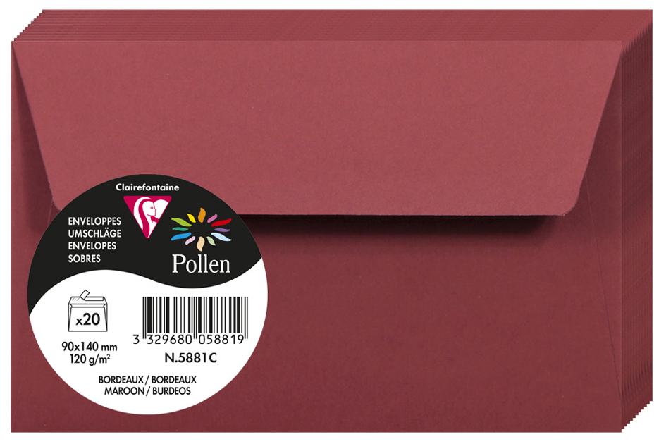 3329680058819 - 10 x Briefumschlag Pollen 90x140mm 120g VE=20 Stück Haf