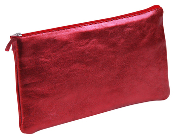 3329680087147 - 4 x Schlampermäppchen Leder flach 22x11cm red