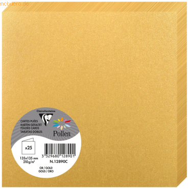 3329680128901 - 10 x Doppelkarte Pollen 135x135mm 210g VE=25 Stück gold 3329680128901 - 10 x Doppelkarte Pollen 135x135mm 210g VE=25 Stück gold