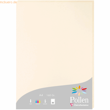 3329680142044 - 10 x Papier A4 Pollen 160g 50 Blatt elfenbein