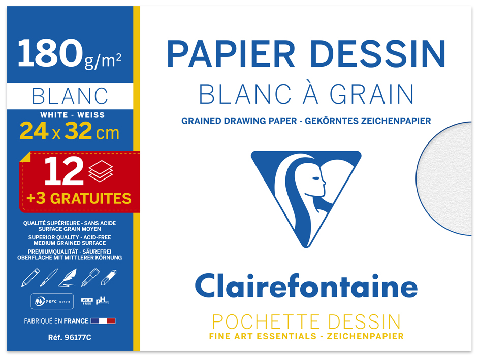 3329680961775 - Zeichenpapier Blanc à Grain Aktionspack