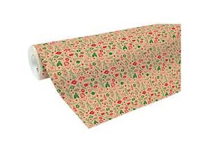 3329682117255 - Geschenkpapier Weihnachtsdekorationen 1 Rolle mit L 50 m x B 700 mm 1-seitig bedruckt Kraftpapier braun-rot