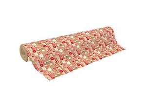 3329682238110 - Geschenkpapier Weihnachten 1 Rolle mit L 50 m x B 700 mm 1-seitig bedruckt Kraftpapier braun-rot