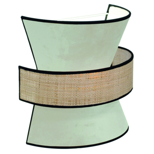 3361410170729 - Wandleuchte Gatsby Samt Rattan weiß B 300 x T 300 x H 150 mm 2 x E27 meet by paperflow
