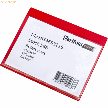 3377991630439 - Kennzeichnungshülle Dry-Zip A4 quer PVC VE=10 Stück rot