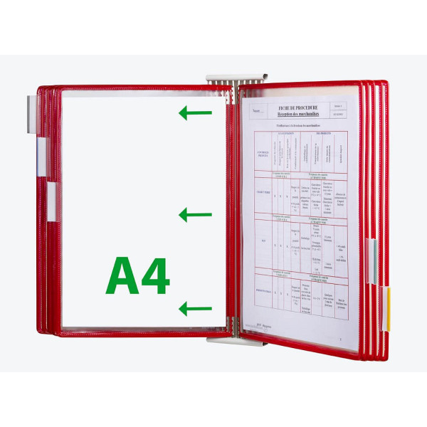 3377994271035 - tarifold Wand-Sichttafelsystem 427103 DIN A4 rot mit 10 St Sichttafeln