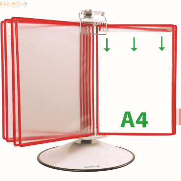 3377994444033 - Sichttafelständer A4 grau Metall mit 40 Sichttafeln rot