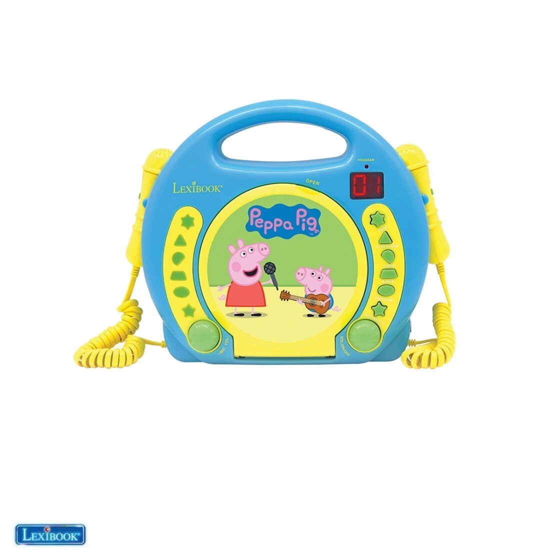 3380743057927 - LEXIBOOK Peppa Pig Kinder CD-Player mit 2 Mikrofonen blau gelb
