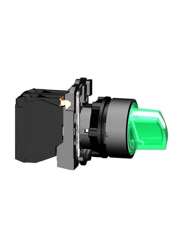 3389110903560 - Harmony rotary switch complete with led and 2 fixed positions in green 230-240vac 1xno + 1xnc xb5ak123m5