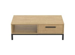 3397702718003 - Couchtisch 1 Schublade und 1 Nische Dekor Eiche Hamilton und Schwarz - L1104 cm - Holz - Calicosy