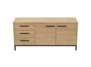 3397702718010 - Sideboard mit 2 Türen und 3 Schubladen Dekor Eiche Hamilton und Schwarz matt - L1525 cm