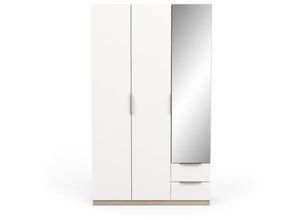 3397703913834 - Kleiderschrank mit 3 Türen 2 Schubladen und 1 Spiegel Ghost - L1194 cm