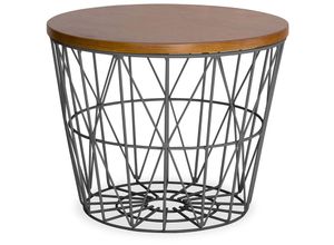 3412822703606 - Privatefloor - Beistelltisch Basket Dunkelgrau - Holz Stahl Metall Holz - Dunkelgrau