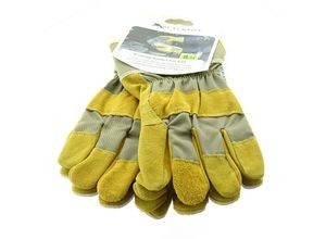 3414902840089 - Garten - Handschuhe Fleece Ockergelb Größe 8 M - Leder & Stoff - Blackfox