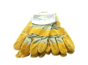 3414902840102 - Garten - Handschuhe Fleece Ockergelb Größe 10 XL - Leder & Stoff - Blackfox