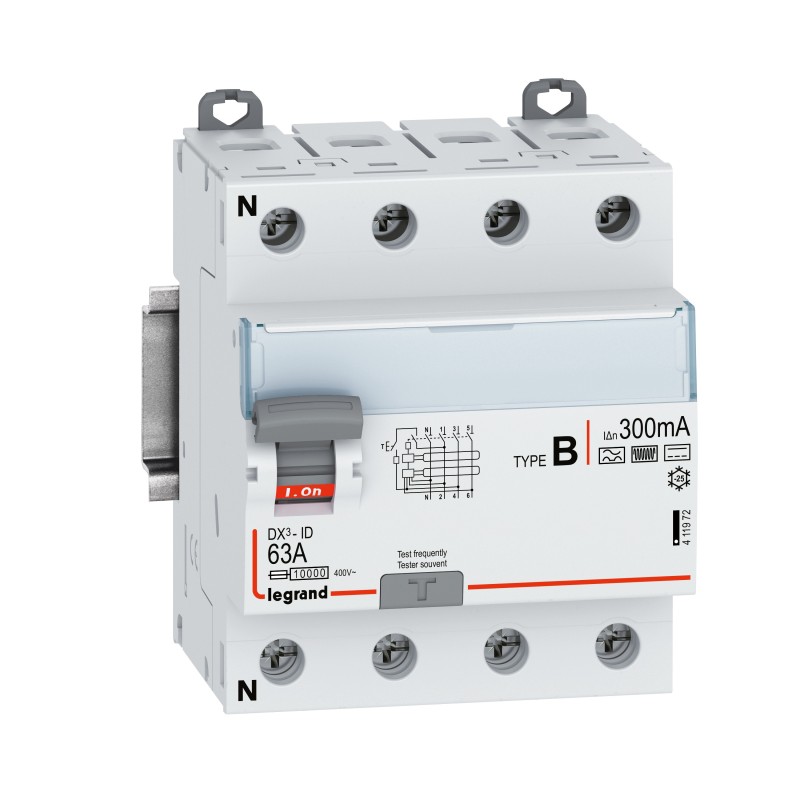 3414972087926 - Legrand 411972 DX3 Fi-Schalter 63A 4-polig 300mA Typ B 400VAC N-links 4TE 3414972087926 - Legrand 411972 DX3 Fi-Schalter 63A 4-polig 300mA Typ B 400VAC N-links 4TE