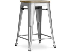 3425827016589 - Privatefloor - Stylix Hocker - 61cm - Metall und helles Holz Steel - Holz Eisen - Steel