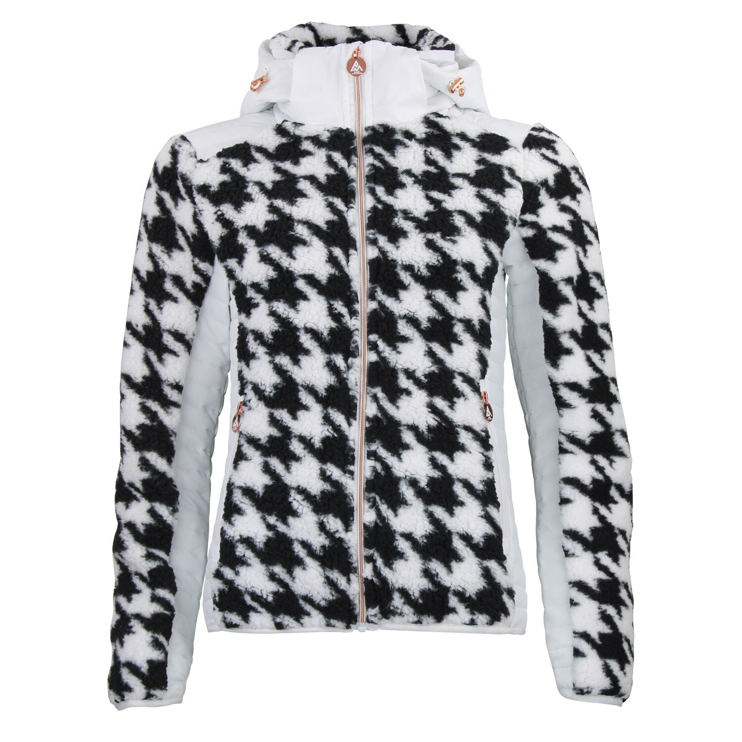 3430890082836 - Zweifarbige Kapuzenjacke mit Reißverschluss und Brustabzeichen für Damen Peak Mountain