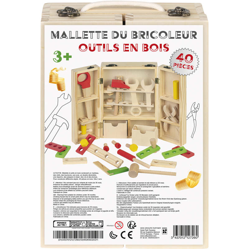 3437012127260 - Bauspielzeug Koffer 40 Teile Holz Bastler WDK Partner 3437012127260 - Bauspielzeug Koffer 40 Teile Holz Bastler WDK Partner