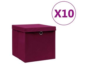 3441200317241 - Hommoo - Aufbewahrungsboxen mit Deckeln 10 Stk 28x28x28 cm Dunkelrot