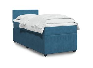 3441200802457 - Torana - Boxspringbett mit Matratze Blau 90x190 cm Samt