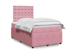 3441200804499 - - Boxspringbett mit Matratze Rosa 120x200 cm Samt