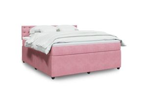 3441200815259 - - Boxspringbett mit Matratze Rosa 180x200 cm Samt