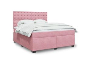 3441200815631 - Torana - Boxspringbett mit Matratze Rosa 180x200 cm Samt