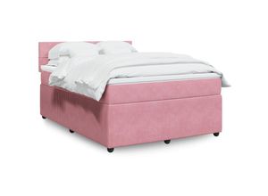 3441200817635 - Boxspringbett mit Matratze Rosa 140x200 cm Samt