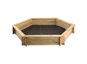 3443440000068 - Jardipolys - Sechseckiger Sandkasten mit Abdeckung Durchmesser 180 cm - braun