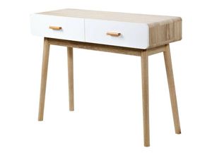 3456850123289 - Konsole im Skandinavischen Stil mit 2 Schubladen in holzdekor und weiß - L100 x H75cm - Holz - Calicosy