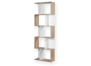 3456850123692 - CALICOSY - Bücherregal mit mehreren Fächern H180 cm - Dekor Holz und Weiß - Holz