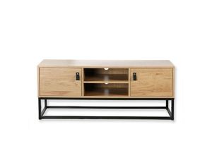 3456850123708 - TV-Möbel Eiche Dekor 2 Türen und zentrale Ablage - L120 cm - Holz - Calicosy