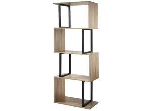 3456850126396 - Bücherregal mit 4 Ebenen Holzdekor und Metallständern - H148cm - Holz - Calicosy